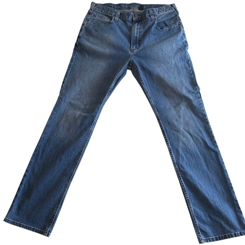 Carhartt Men's Relaxed Fit Jeans 36x34 Work Rugged Flex Medium Blue